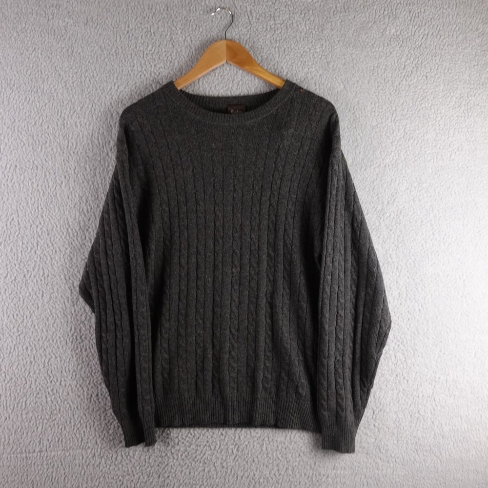 Neiman Marcus Exclusive Mens Cashmere Cable Knit Sweater Gray Large L